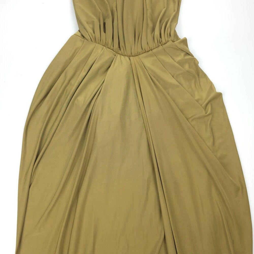 HOUSE OF CB Vittoria Draped Halter Maxi Dress Olive Romantic Svelte Goddess Boho - Picture 5 of 15